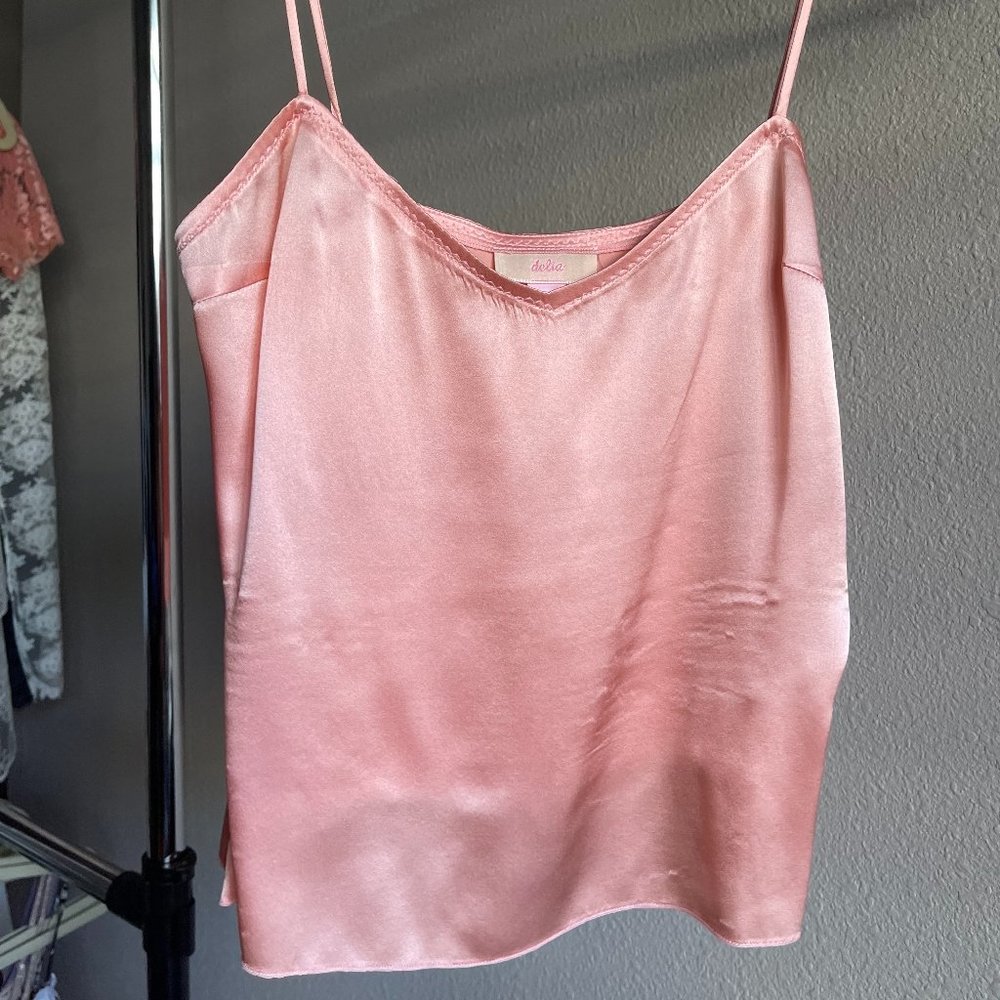 PINK VINTAGE DELIA SILK SLIP TOP